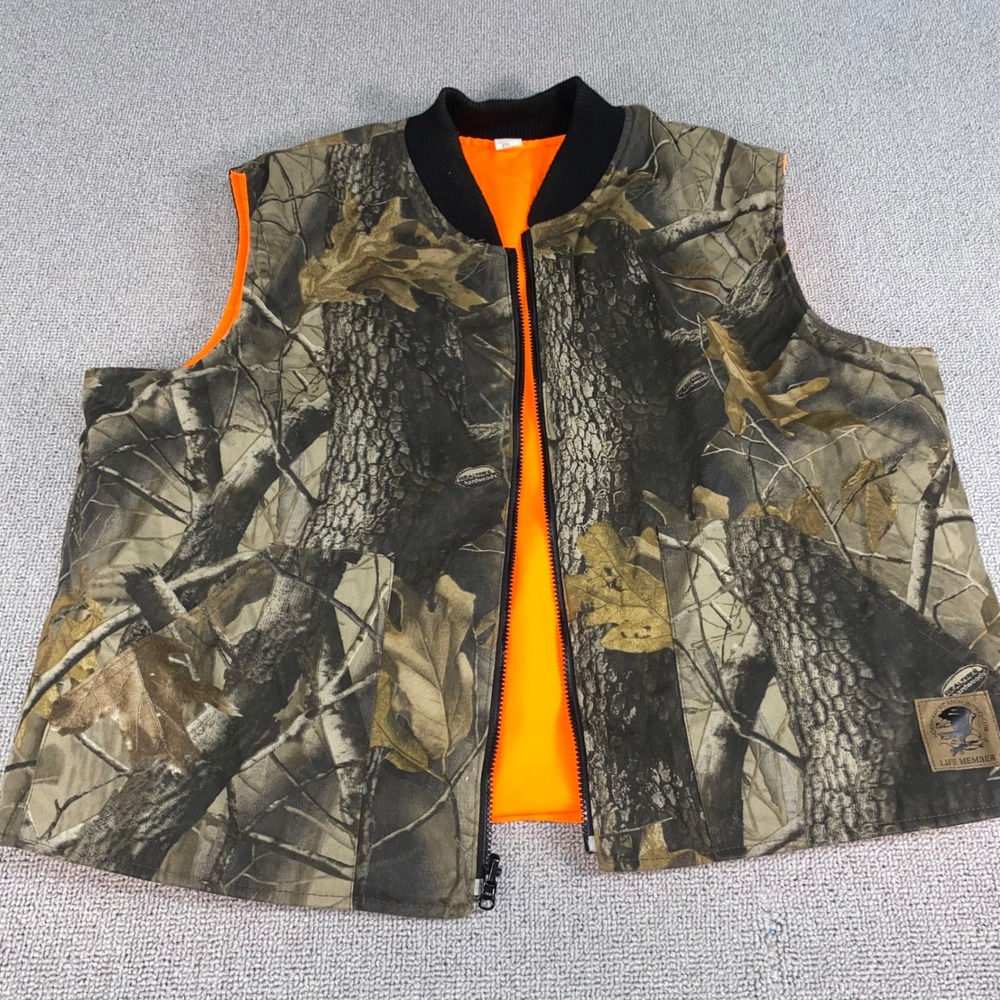 Realtree Hunting Vest Mens 2XL Camo Orange North American Hunting Outdoor Hunt